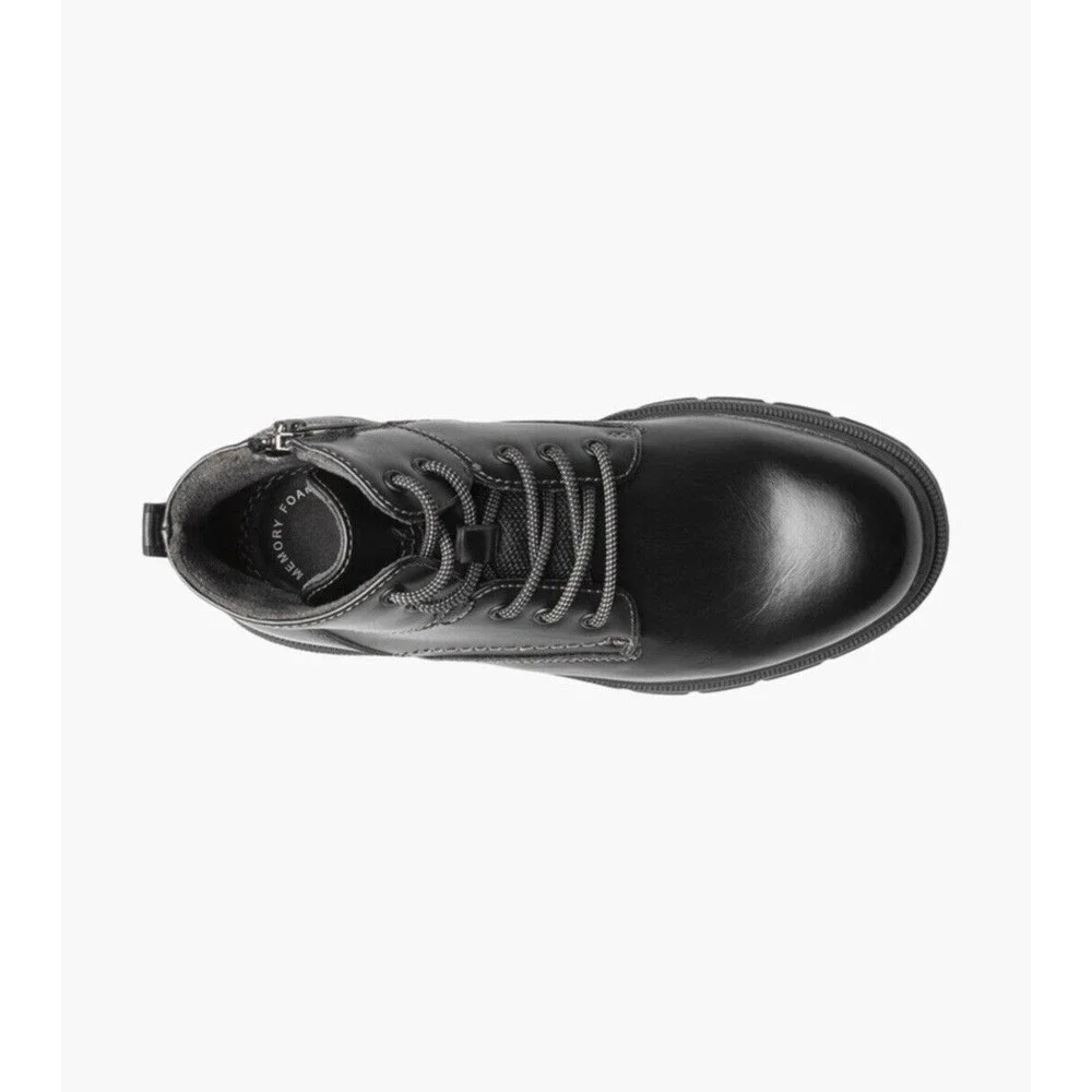New Florsheim LOOKOUT JR. Plain Toe Lace Up Dress Boot Big Boys Youth 6 Black